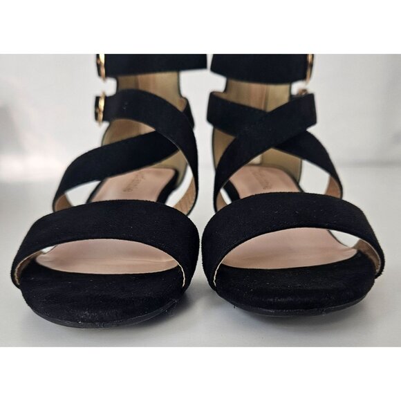 Girls Sz 13 Little Kid Black High Heel Sandals Cross Strap Wedding Party Church - Picture 13 of 14